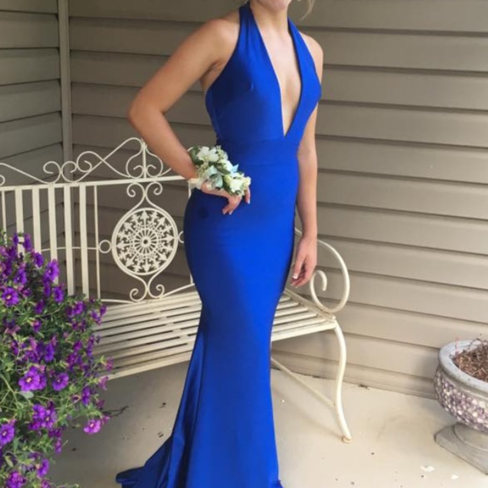 Deja Vu royal blue prom dress